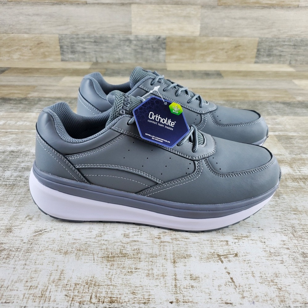 Propet Ultima Womens Shoes Sz 9.5 W Gray Leather Supportive Walking Sneakers
